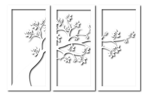 Cuadro Triptico Calado Madera Moderno Decoracion Arbol Vida Color Negro