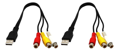 2 Piezas Triple Rca Audio / Video Av Adaptador Divisor