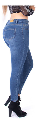 Pantalon Mezclilla Dama Mujer Stretch Push Up Pretina X058