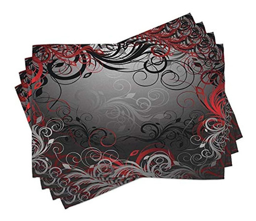 Lunarable Rojo Y Negro Place Mats Conjunto De 4 Mystic Magic