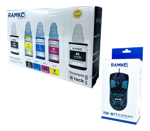 Combo Tinta Para Gi-190 4+1 Compatible Mas  Mouse Ramko
