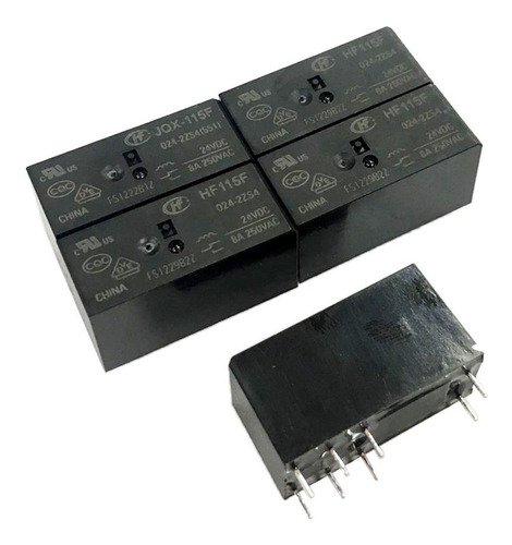 5 Relés De Micro Potencia Hf115f 024-2zs4 Dc24v 8a 250vac 8