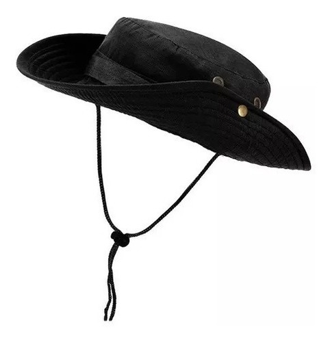 Sombrero De Pesca Pava Militar Camping Negro Bucket Hat Cap