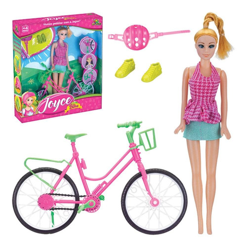 Boneca Joyce Bike Com Bicicleta, Capacete E Sapatinho