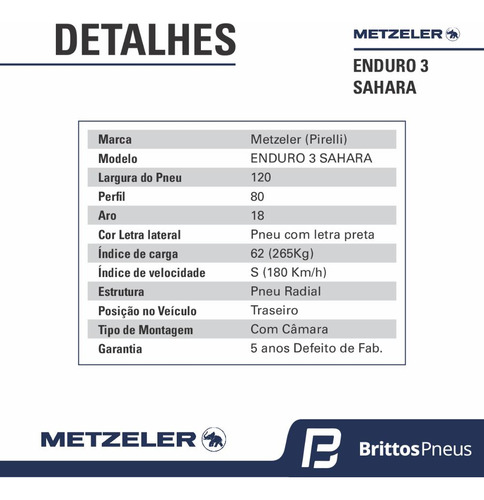 Kit 2 Pneus Metzeler Enduro 3 - 90/90-21+120/80-18 Tt