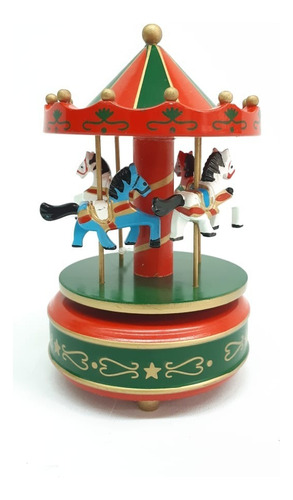 Carrousel De Madera Musical A Cuerda #31218 Sheshu Navidad