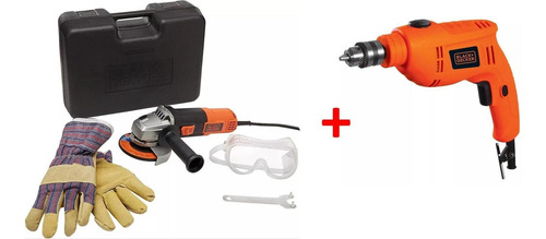 Imagen 1 de 12 de Kit Pulidora 4 1/2 Black Decker + Taladro Percutor 3/8