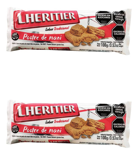 Postre De Maní Lheritier X 100g - Pack De 2 Unidades