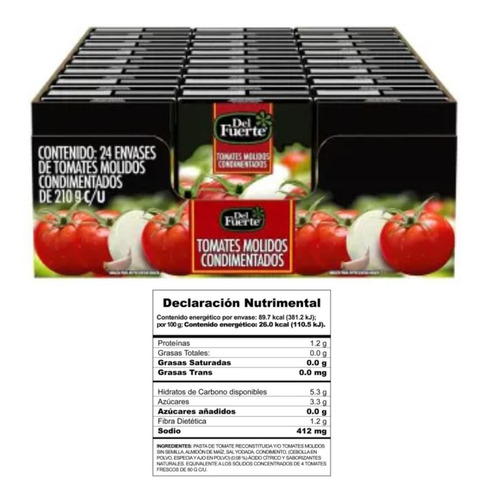 Tomates Molidos Condimentados Del Fuerte 24 Pzas De 210g C/u