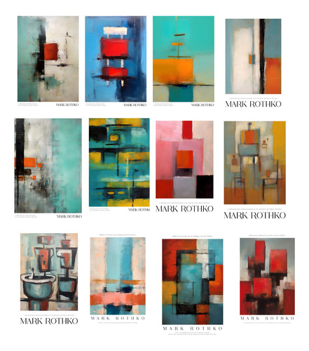 20 Laminas Imprimibles Para Cuadros Estilo Abstracto Rothko