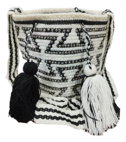 Mochila Wayuu Diseño Pequeña Con Piedreria Fajon Tradicional