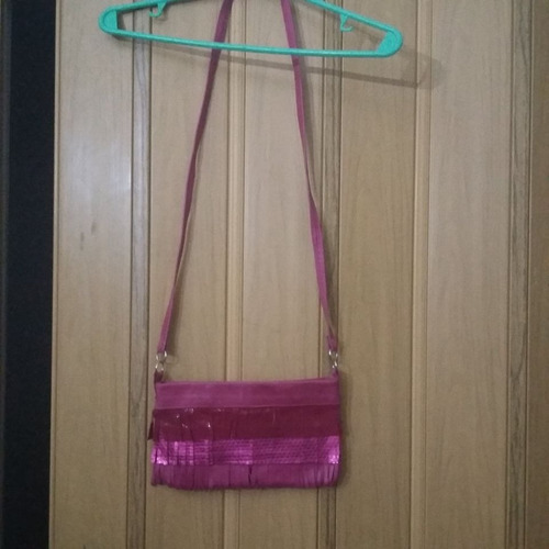 Cartera De Noche De Cuero Fucsia (a) 