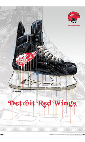 Nhl Detroit Red Wings - Póster De Pared Drip Skate 21, 22.37