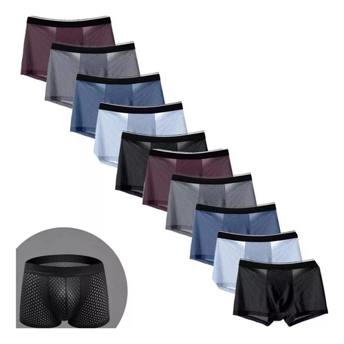 Kit 10 Boxer Wear, Cueca De Fibra De Bambu Para Pernas Longa