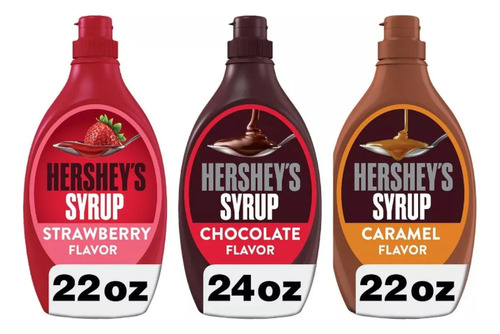 Pack 3 Hershey's Syrup Caramel - Chocolate - Fresa 623g C/u