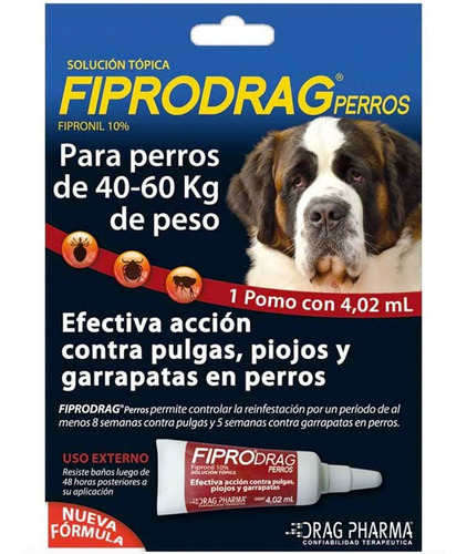 Fiprodrag Pipeta Antipulgas Y Garrapatas Perros De 40 A 60kg