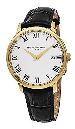 Reloj Raymond Weil White Dial De Cuarzo De Cuero De Acero In