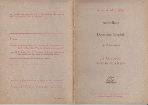 1952 Arte Catalogo El Grabado Moderno Aleman En Montevideo 