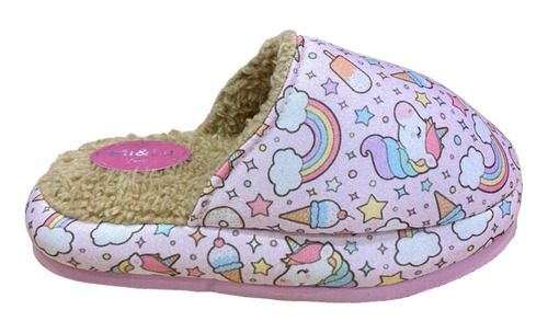 Pantuflas Peluche Abrigo Niñas Acolchonadas Unicornio