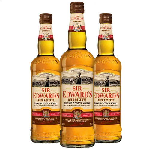 Whisky Sir Edwards Beer Reserve 700ml X3 Unidades