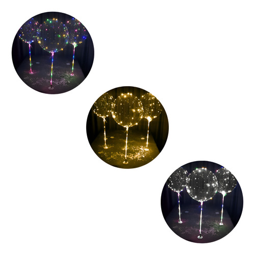 45 Globos Burbujas Led Con Bases +pilas Para Centro De Mesa Multicolor Burbuja