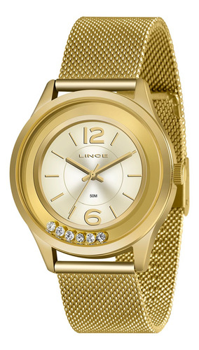 Relógio Feminino Lince Lrg4711l C2kx Pulseira Mesh Dourado