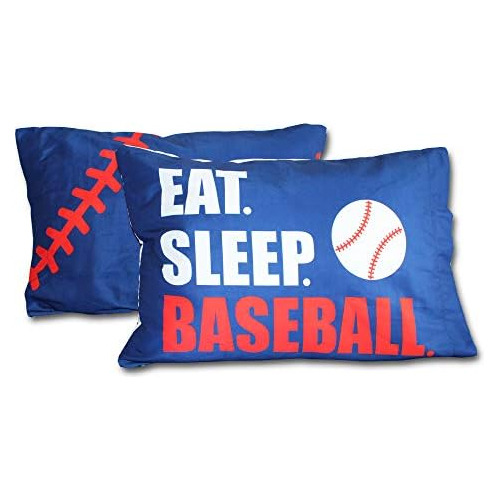 Funda De Almohada  Eat Sleep Baseball Stitch  Paquete D...