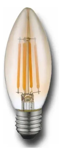 Kit 03 Lampada Vela Filamento Led 4w Ambar Lustre Bocal 27 Cor Da Luz Lampada Vela E27 Corda Luz Ambar 2300k 110v/220v