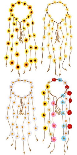 Diadema Hippie Con Forma De Flor, Corona Floral, Girasol De