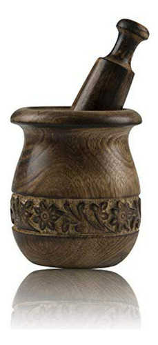 Handmade Wooden Mortar & Pestle Set Natural Rustic Style Her