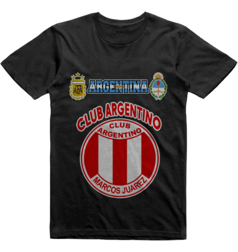 Remera Algodon Negra Club Argentino Marcos Juárez