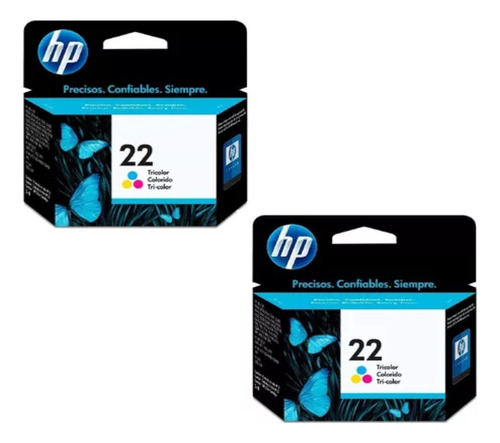 Dual Pack Cartucho De Tinta Original Hp 22 Tricolor Nuevo 