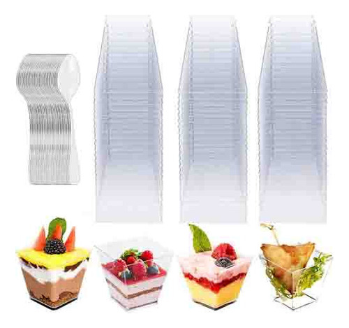 Mini Vaso Pirámide De Plástico Elegante For Postres 100