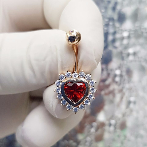 Imagen 3 de 6 de Piercing Ombligo Corazón Strass Piercing Argentina ®