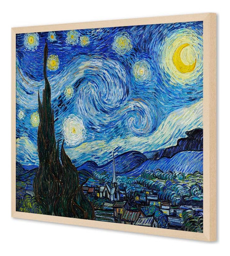 Cuadro Canvas Con Marco Noche Estrellada Van Gogh 40x50