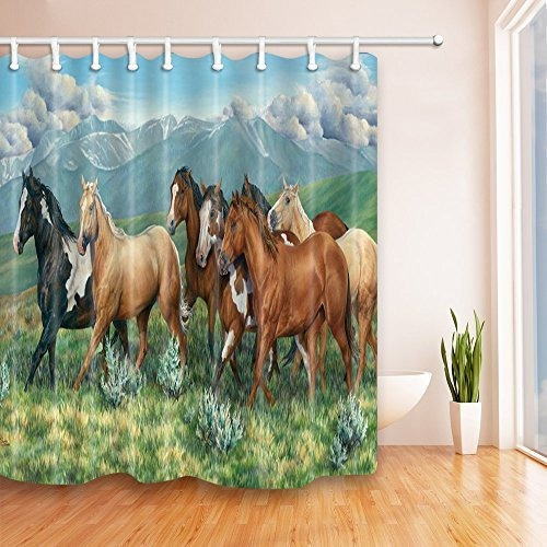 Marrón Caballo Negro Cortinas De Ducha Personalidad Animal C