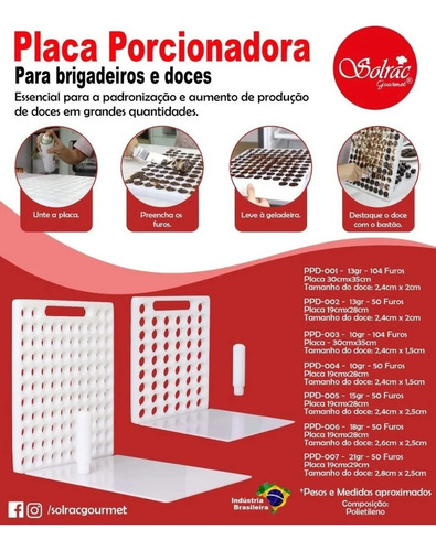 Placa Porcionadora Dosadora De Doce Brigadeiro 104 Furos 13g