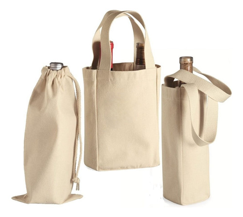 Bolso Tote Bag Bolsa Botella Regalo Empresarial Natural 2 Botellas