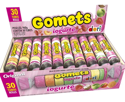 Balas de Goma Tubo Gomets Dori Sabor Iogurte C/30 Unidades De 32g...