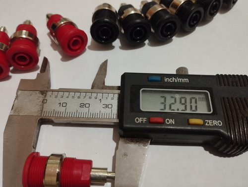 10 Conectores Banana Fêmea 4mm 30a - Plástico Preto E Vermelho