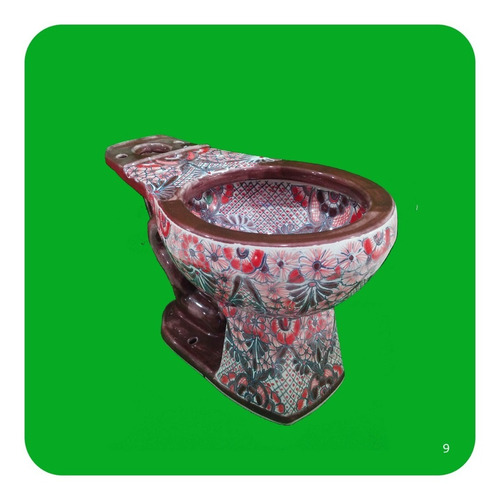 Imagen 4 de 5 de Wc Sanitario Taza + Tanque Cerámica Tipo Talavera Vino M9