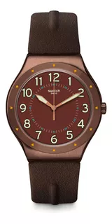 Reloj Swatch Hombre Irony Big Classic Ywc100 Copper Time Color de la malla Café Color del bisel Marrón Color del fondo Marrón/Blanco