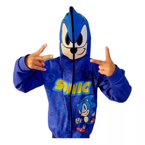 Blusa de Frio Moletom Full Sonic Filme Jogo com Capuz