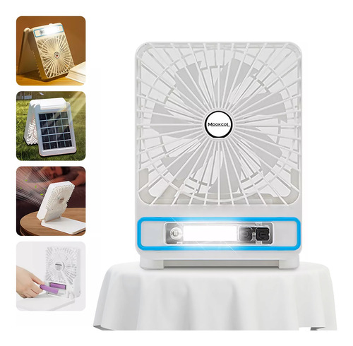 Ventilador Mini De Camping Solar Recargable Plegable Con Led
