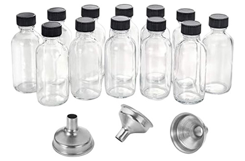 12 Botellas Pequeñas De Vidrio Transparente De 2 Onzas Con T