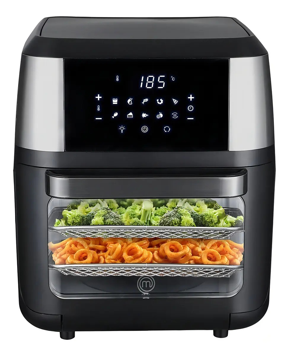 Freidora De Aire Horno Multifuncional Premium Masterchef 12 Litros Negro / Acero Inoxidable 10 En 1 MK AFO 12SS