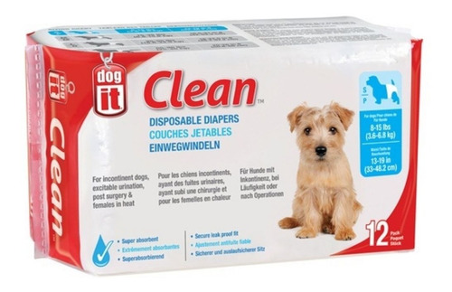 Pañales Para Perro Dogit Clean 12u 3,6- 6,8kg Talla S/fauna 