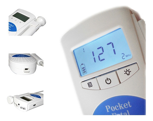 Doppler De Bolsillo Con Transductor Fetal 2 Mhz Color Blanco