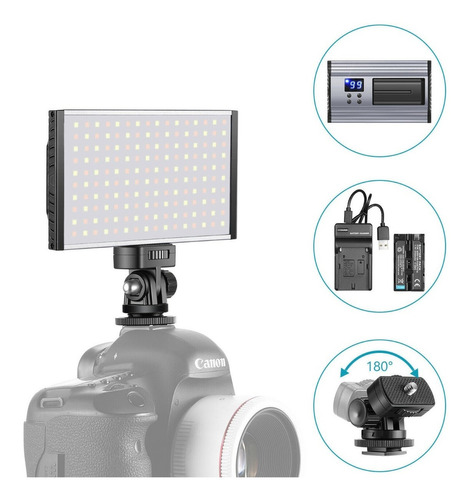 160 Leds Luz Video Dslr Neewer Con Bateria Y Cargador Color de la estructura Aluminio