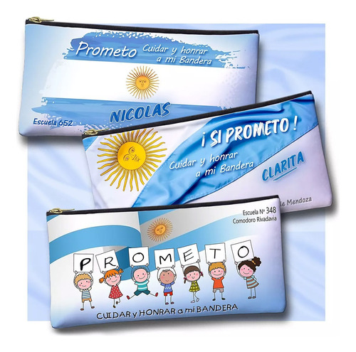 10 Cartucheras Promesa Bandera Personalizada Con Nombres